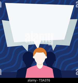 Faceless Man has Two Shadows Each has Their Own Speech Bubble Overlapping Design business concept Empty copy text for Web banners promotional material Stock Vector