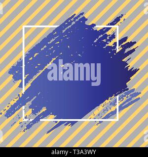 Blue Tone Paint Inside Square Line Frame. Textured Smudges with Blank Space Design business concept Empty copy text for Web banners promotional materi Stock Vector