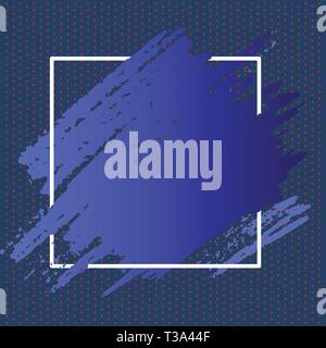 Blue Tone Paint Inside Square Line Frame. Textured Smudges with Blank Space Design business concept Empty copy space modern abstract background Stock Vector