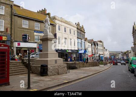 Market Jew Street, Penzance, Cornwall, England. Stock Photo