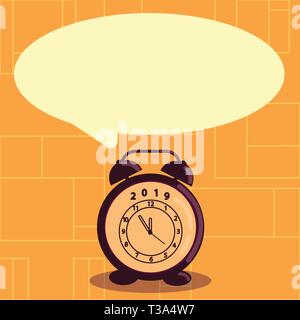 Round Blank Speech Balloon in Pastel Shade and Colorful Analog Alarm Clock Business Empty template for Layout for invitation greeting card promotion p Stock Vector