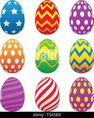 Colorful Painted Easter Eggs Isolated Vector Illustration Stock Vector