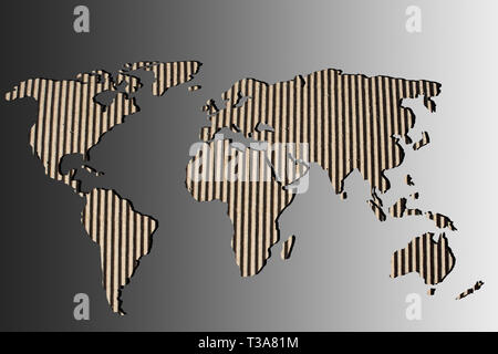 Roughly outlined world map with a gray background Stock Photo