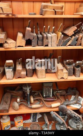 A collection of old wood planes Stock Photo