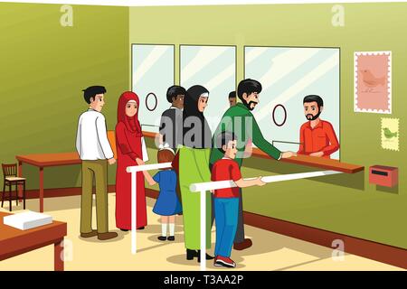 A vector illustration of People in Post Office Stock Vector