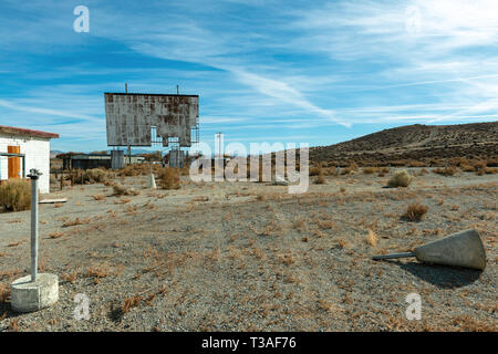 Abandoned drive in theatre with a broken screen Stock Photo