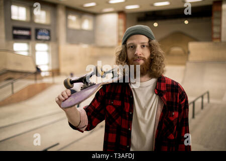 Bearded Skater Posing Stock Photo