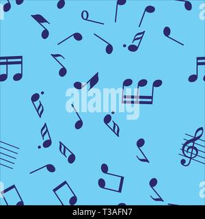 Seamless vector music notes symbols design pattern. Stock Vector