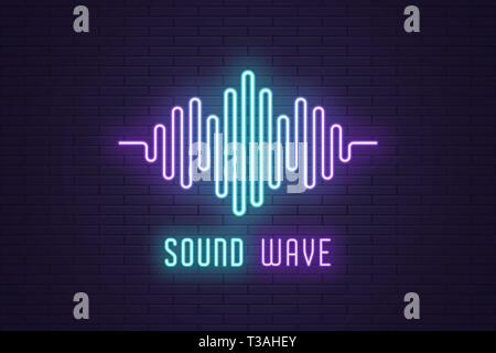 Neon composition of Digital sound wave. Vector abstract illustration of ...