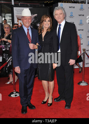 Larry Hagman, Linda Gray , Patrick Duffy  at the 40th Anniversary Restoration of CABARET at the Opening Night of the TCM Classic Film Festival.Larry Hagman, Linda Gray , Patrick Duffy  75  Event in Hollywood Life - California, Red Carpet Event, USA, Film Industry, Celebrities, Photography, Bestof, Arts Culture and Entertainment, Topix Celebrities fashion, Best of, Hollywood Life, Event in Hollywood Life - California, Red Carpet and backstage, movie celebrities, TV celebrities, Music celebrities, Topix, actors from the same movie, cast and co star together.  inquiry tsuni@Gamma-USA.com, Credit  Stock Photo