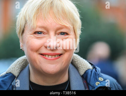 Westminster, London, UK. 08th April 2019. Labour MP Angela Eagle in the College Green media area, portrait, smiling. Credit: Imageplotter/Alamy Live News Stock Photo