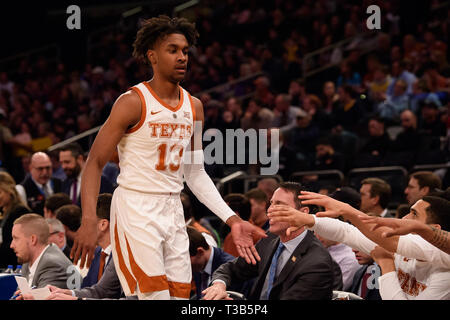 April 04, 2019: Texas Longhorns guard Jase Febres (13) comes to the bench at the final of the NIT Tournament game between The Texas Longhorns and The Lipscomb Bisons at Madison Square Garden, New York, New York. Mandatory credit: Kostas Lymperopoulos/CSM Stock Photo