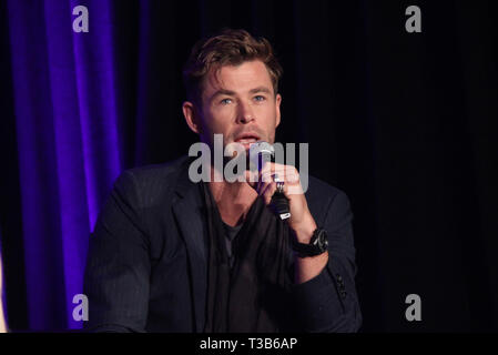 Los Angeles, USA. 7th Apr 2019. Chris Hemsworth 04/07/2018 'Avengers: Endgame' Press Conference held at The InterContinental Los Angeles Downtown in Los Angeles, CA Photo by Izumi Hasegawa/HollywoodNewsWire.co Credit: Hollywood News Wire Inc./Alamy Live News Stock Photo