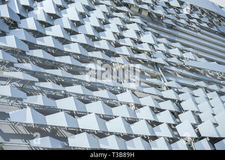 Aluminium Composite Material gray color and Hexagon shape popup texcture for facade building. Stock Photo