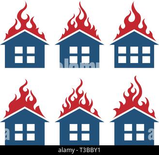 Burning house icons Stock Vector