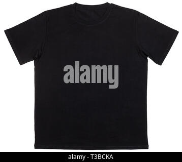 Black plain shortsleeve cotton T-Shirt template isolated on a white background Stock Photo