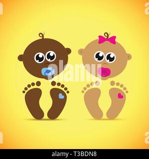 cute newborn baby boy and girl vector illustration EPS10 Stock Vector