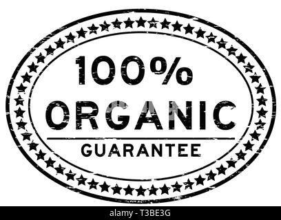 Grunge black 100 percent organic word square rubber seal stamp on white ...