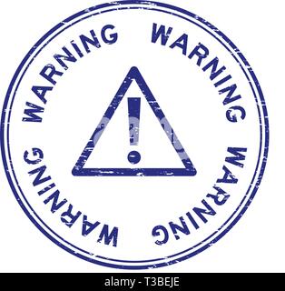 Grunge warning round rubber seal stamp on white background Stock Vector