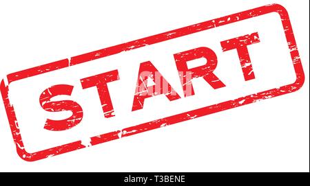 Grunge red start square rubber seal stamp on white background Stock Vector