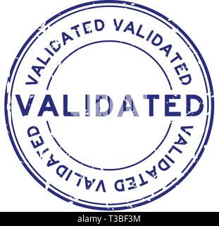 Grunge blue validate round rubber stamp on white background Stock Vector