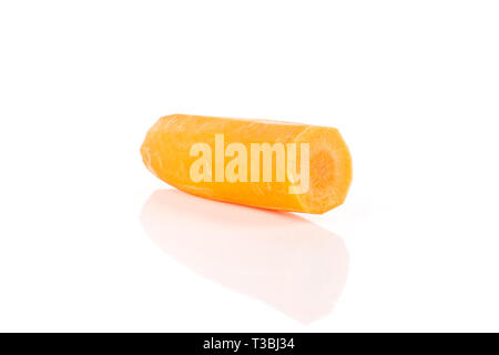 One half of peeled fresh orange carrot isolated on white background Stock Photo