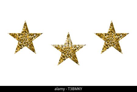 Golden stars on white background. Vector illustration. The texture of glitter. Stock Vector