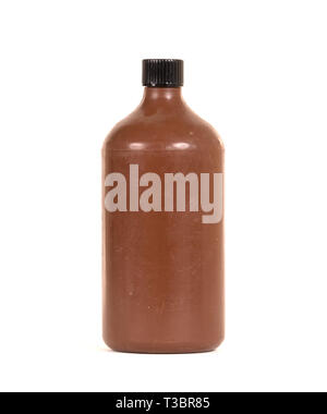 Photo developing equipment - Plastic bottle with chemicals, isolated on white Stock Photo