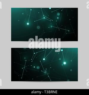 Set of horizontal banners. Geometric pattern with connected lines and dots. Stock Vector