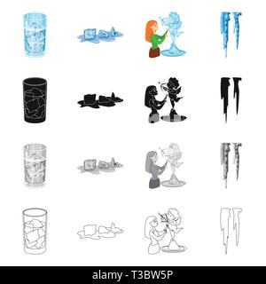 Isolated object of texture  and frozen  logo. Set of texture  and transparent  vector icon for stock. Stock Vector