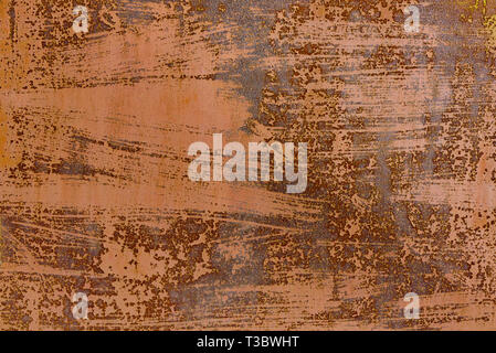 Background texture of old metal with rust close-up. Stock Photo
