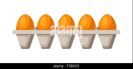 Icon eggs in tray. Illustration solated on white background. Stock Vector