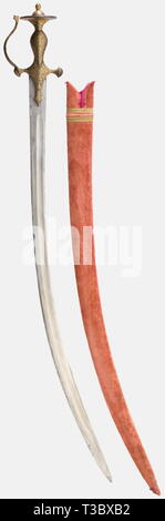 A gold-inlaid Indian tulwar, 19th century A single-edged blade with ...