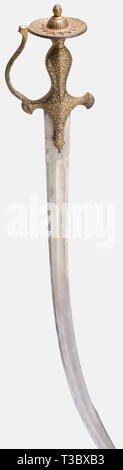 A gold-inlaid Indian tulwar, 19th century A single-edged blade with ...
