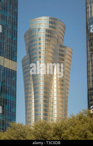 Qatar International Islamic Bank Headquarters and NOC Tower, West Bay, Doha, Qatar Stock Photo