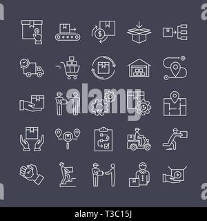 Fast delivery logistic icons big set in flat style. Stock Vector