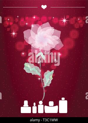 Background with cosmetic products and hearts Stock Vector