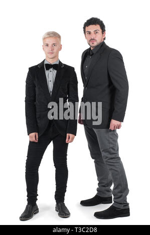 Two young men in jackets Stock Photo