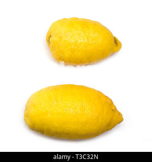 Trendy ugly food. Organic lemons from home garden. Healthy eating concept.Flat lay. Stock Photo