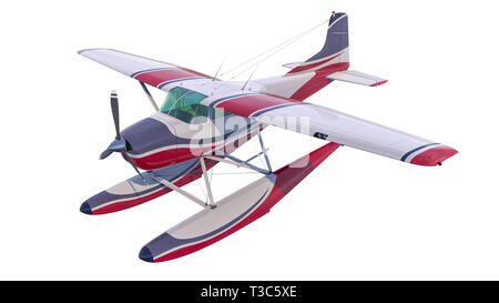 Retro seaplane illustration. 3D render. Isolated on white background Stock Photo