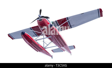 Retro seaplane illustration. 3D render. Isolated on white background Stock Photo