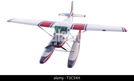Retro seaplane illustration. 3D render. Isolated on white background Stock Photo
