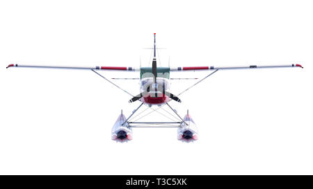 Retro seaplane illustration. 3D render. Isolated on white background Stock Photo