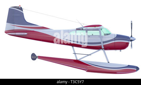 Retro seaplane illustration. 3D render. Isolated on white background Stock Photo