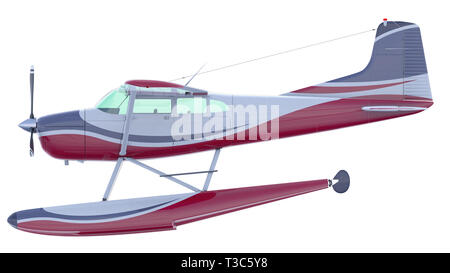 Retro seaplane illustration. 3D render. Isolated on white background Stock Photo