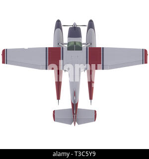 Retro seaplane illustration. 3D render. Isolated on white background Stock Photo