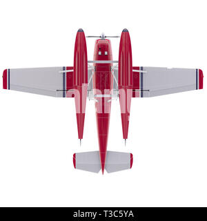 Retro seaplane illustration. 3D render. Isolated on white background Stock Photo