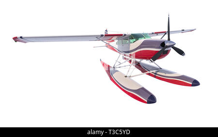Retro seaplane illustration. 3D render. Isolated on white background Stock Photo