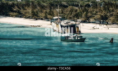 Ship wreck on the beach of Grand Turk in the Caribbean. Stock Photo