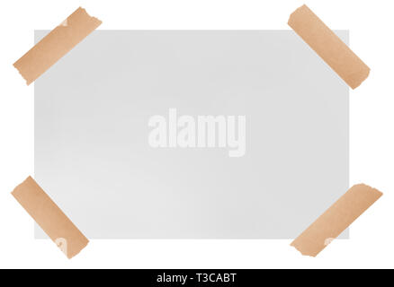 white paper sheet with adhesive tape  isolated on  white background Stock Photo